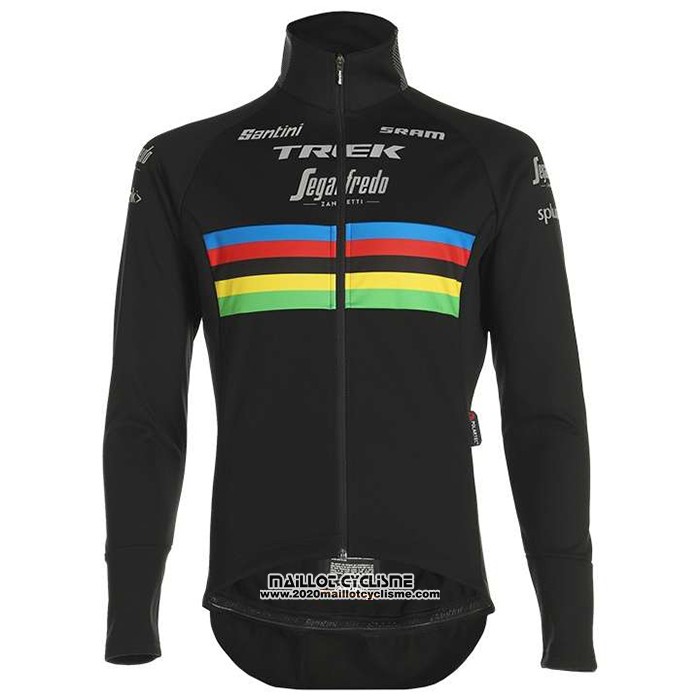 2020 Maillot Ciclismo UCI Mondo Champion Trek Segafredo Noir Manches Longues et Cuissard